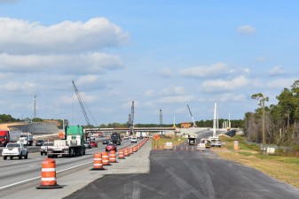 Looking north on the new northbound I-75 exit ramp to Overpass Road (12/9/2021 photo)