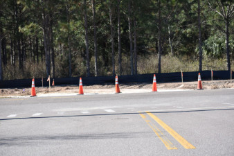 Looking west across Boyette Road where a new intersection with McKendree Road will open in February. (1/29/2021 photo)