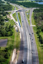 Looking north over I-75 at construction of the new interchange at Overpass Road (9/16/2022 photo)