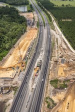 Looking north over I-75 at interchange construction at Overpass Road (6/15/2021 photo)