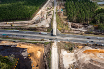 Looking east over Overpass Road and I-75. The Overpass Rd. Bridge over southbound I-75 has been removed. (2/15/2021 photo)