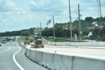 Looking east at construction of the northbound I-275 / I-75 ramp onto eastbound SR 56 (3/31/2021 photo)