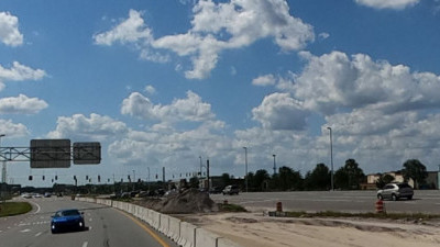 Median construction along SR 56, just east of Grand Cypress Drive (October 15, 2020 photo)