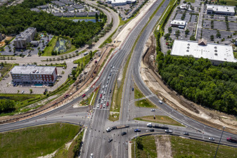Looking east at interchange construction on SR 56 on the east side of I-75 (May 19, 2020 photo)