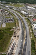 Looking west over SR 56 at construction of the eastbound SR 56 ramp onto southbound I-75 (4/14/2021 photo)