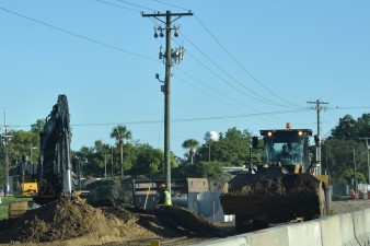 Work on the west side of the corridor where southbound US 98 Bypass is closed (7-2-2024 photo)