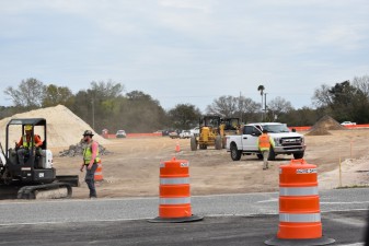 Work in what will be the roundabout area at the US 98 Bypass intersection with Dick Jarrett Way and Old Lakeland Hwy (2-15-2024 photo)
