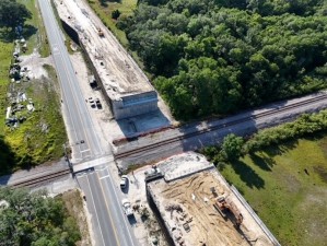 Bridge construction for eastbound SR 50 traffic over the CSX railroad tracks