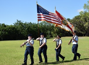 The Hernando High School Air Force JROTC Color Guard opened the Grand Opening celebration (5.22.2024 photo)