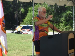 Jim McLean shares trail history at the Grand Opening (5.22.2024 photo)